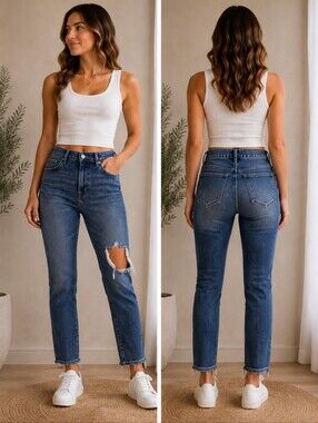 PacSun High-Rise Button Fly Mom Jeans Size 26 (26x26) | Distressed Knee / Cotton